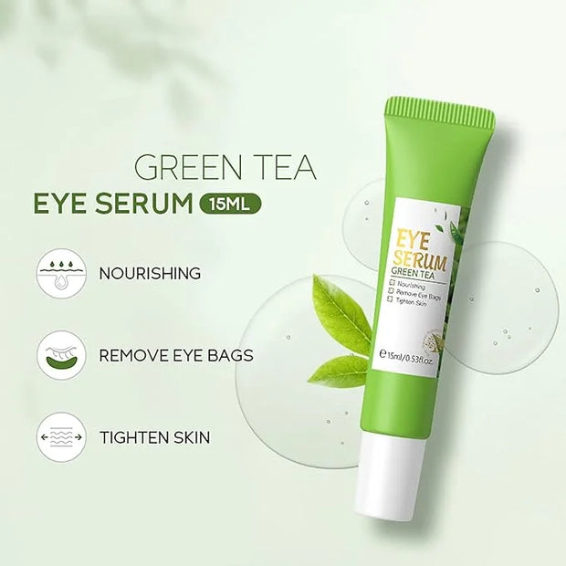 AKARY Green Tea Eye Serum and Under Eye Roller Cream, for Eye Bags Puffiness, Caffeine Eye Cream with 360° Massage Ball Re...