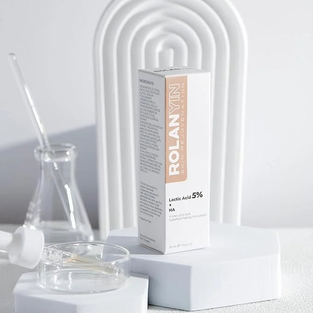 ROLANYIN Lactic Acid 5% + HA Facial Serum for Exfoliating Deep Hydration and Smoothing Skin Texture Nourishing Anti Aging ...