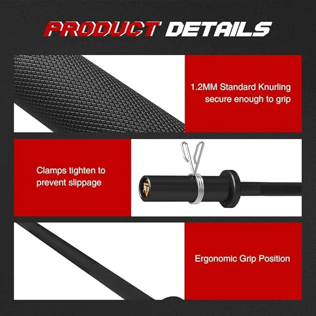 4FT Olympic Barbell Bar 47Inch Straight 2 Collars, 500Lbs Capacity 2 Inch - Product Image