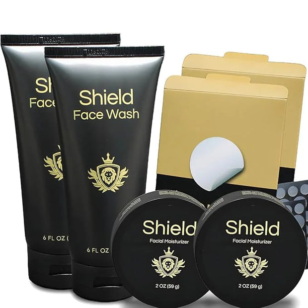 Acne System for Men and Boys, Face Wash, Moisturizer, Pimple Patches, Shield Men's Skin Care Set (4 Months) - Product Image