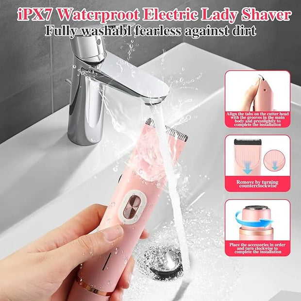 Glow Aura Womens Shaver, Bikini Trimmer for Women, Glow Aura Electric Razor, Comfort 2 in 1 Electric Lady Shaverr, Dual He...
