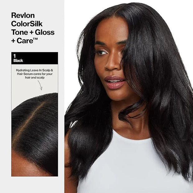 Revlon ColorSilk Tone + Gloss + Care Demi Permanent Hair Color, Dye Kit with Leave-In Scalp and Haircare Serum, 2x Shinier...
