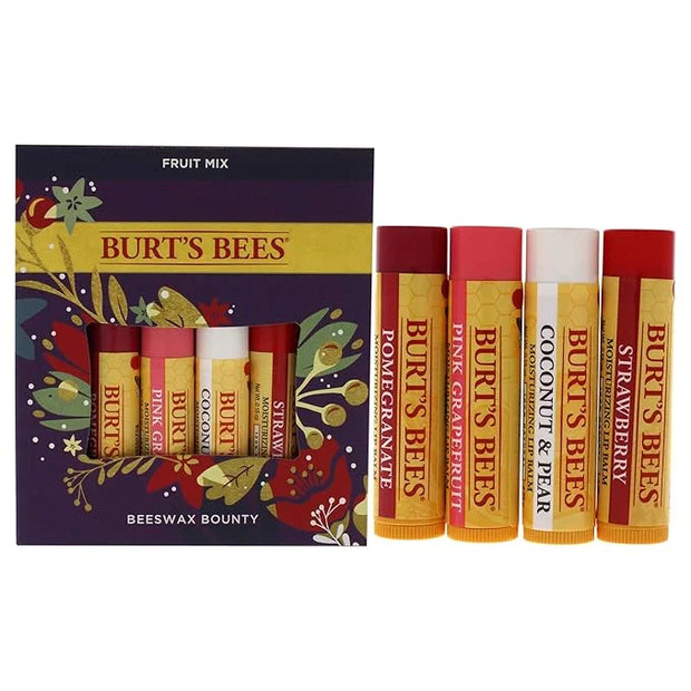 Burt’s Bees Holiday Gift, 4 Lip Balm Stocking Stuffer Products, Beeswax Fruit Set - Pomegranate, Sweet Mandarin, Coconut a...