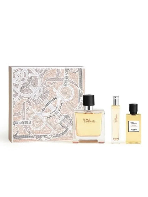 Hermes Terre D'hermes 3-Pieces Set for Men, (2.5 Ounce Pure Perfume + 0.5 Ounce Pure Perfume + 1.35 Ounce Hair and Body Sh...