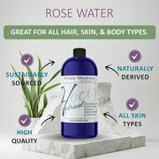 Rose Hydrosol Water Spray Toner 32 oz for Face Hydrating Mist Hydration Pure & Natural Rosewater Hydrosol All Skin Types F...