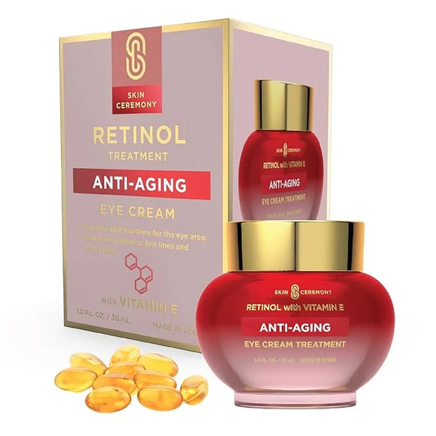 Retinol & Vitamin E Anti-Aging Eye Cream - Reduces Puffiness, Fine Lines & Crow’s Feet - Dermatologist Tested, Korean Skin...