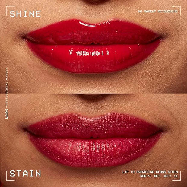 NYX PROFESSIONAL MAKEUP Lip IV Hydrating Glossy Lip Stain with 12HR Hydration - Red-y Set Wet (Red) - Product Image