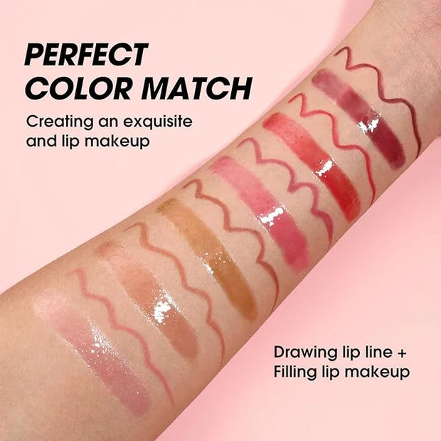 LANGMANNI 6 Matte Lip Liner With 6 Nourishing Lip Oil Lip Gloss Set, Long-Lasting And Hydrating 2 IN 1 Makeup Set, Beauty ...