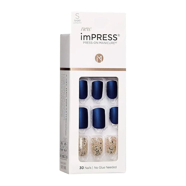 imPRESS Design, Press On Nails, Wannabe Star, Blue, Short, Size, Squoval, Shape, Includes 30 Nails, Prep Pad, Instructions...