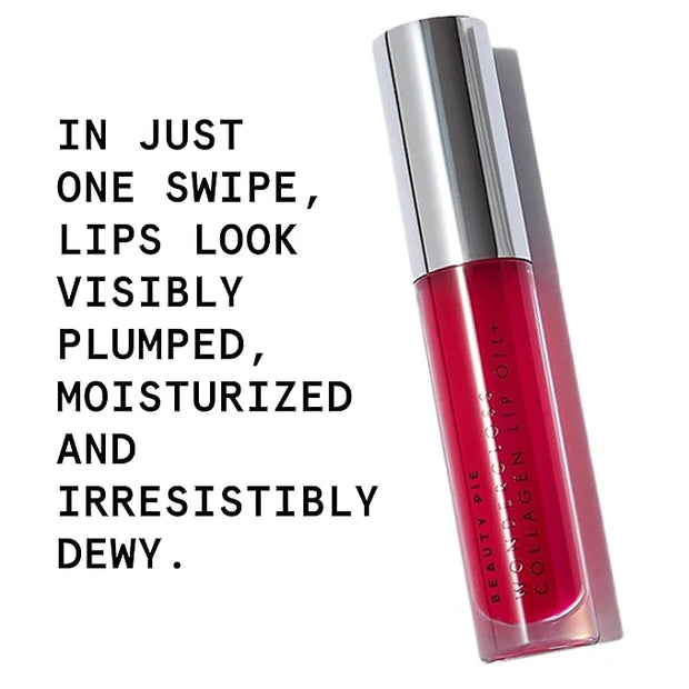 Beauty Pie Wondergloss Collagen Lip Oil + (Cherryo) – Hydrating, Plumping, Non-Sticky Gloss with Collagen AC Micro-Vectors...