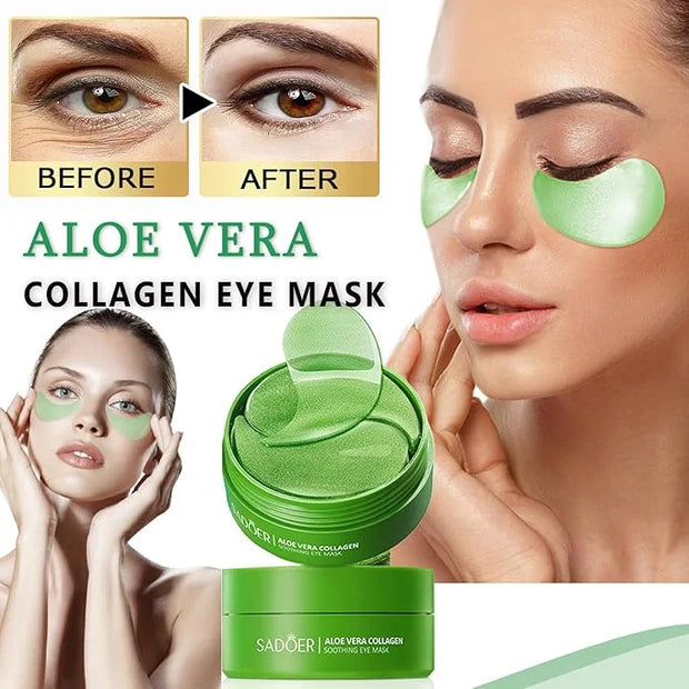 60 PCS Aloe Vera Eye Masks, Gel Collagen Under Eye Patches for Puffy Eyes and Dark Circles Treatments, Reduce Wrinkles and...