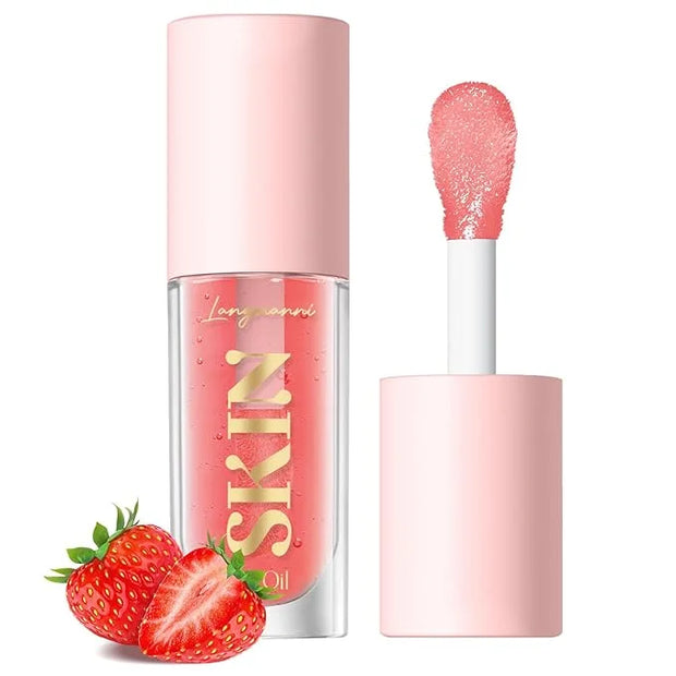 Big Brush Head Lip Glow Oil Plumping Tint, Tinted Lip Balm Transparent Lip Care, Moisturizing Non-sticky Fresh Shiny Textu...