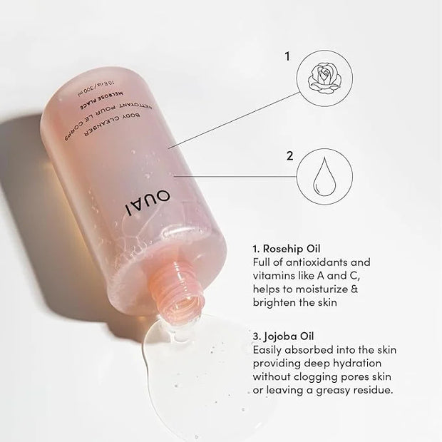 OUAI Body Cleanser, Melrose Place - Foaming Body Wash with Jojoba Oil and Rosehip Oil to Hydrate, Nurture, Balance and Sof...