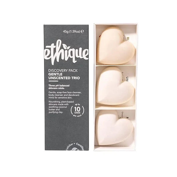 Ethique Unscented Gift Set- Face Cleanser, Body Cleanser & Deodorant, Gifts for women - Plastic-Free, Vegan, Cruelty-Free,...