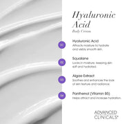 Advanced Clinicals Hyaluronic Acid Moisturizer Body Cream W/Vitamin E | Hydrating Cream & Body Lotion For Women & Men To H...