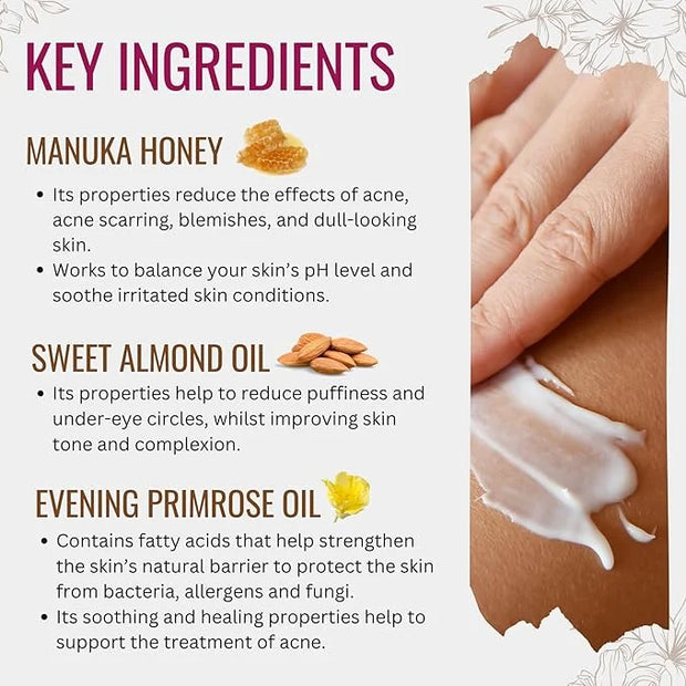 Vitamin C Night Cream for Face and Neck with Evening Primrose Oil, Manuka Honey & Sweet Almond Oil | Plant Based Formula |...