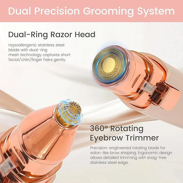 Hatteker Eyebrow Facial Trimmer, 2 in1 Rechargeable Hair Removal and Eyebrow Shaver - Face Lips Body Painless Razor with B...