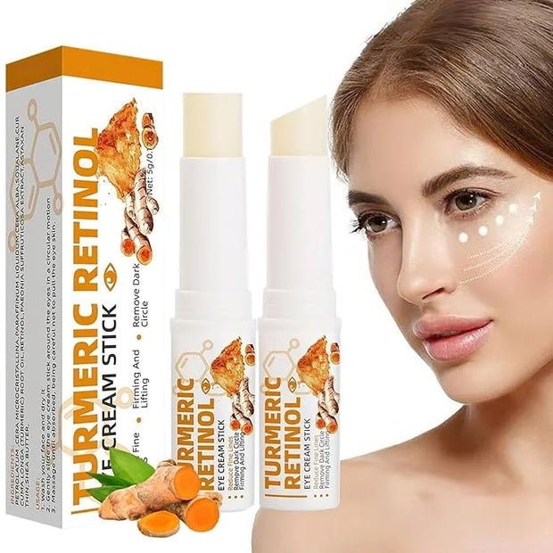 2 PCS Turmeric Retinol Eye Cream Stick, Lumibalm for Under Eye Bags,Eye Balm Stick Hydrating,Turmeric Eye Cream For Puffin...