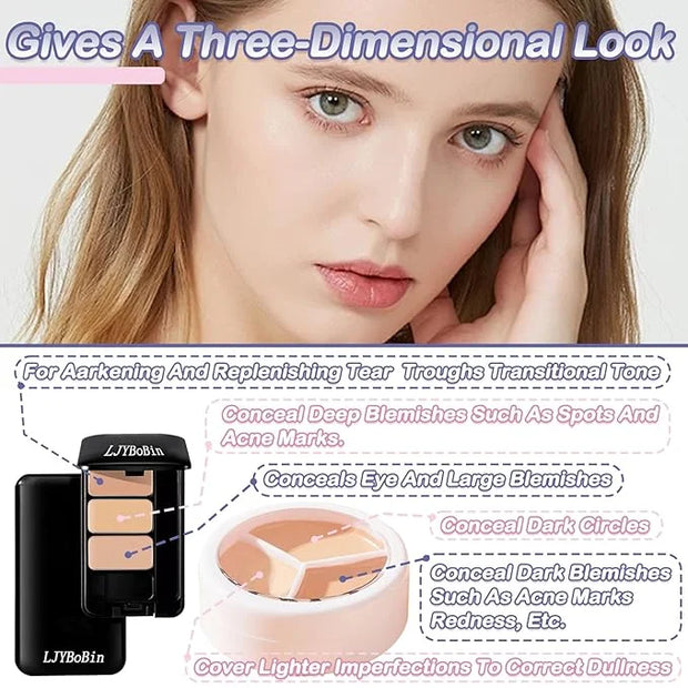 2PCS Tri Color Corrector Face Concealer Palette Set