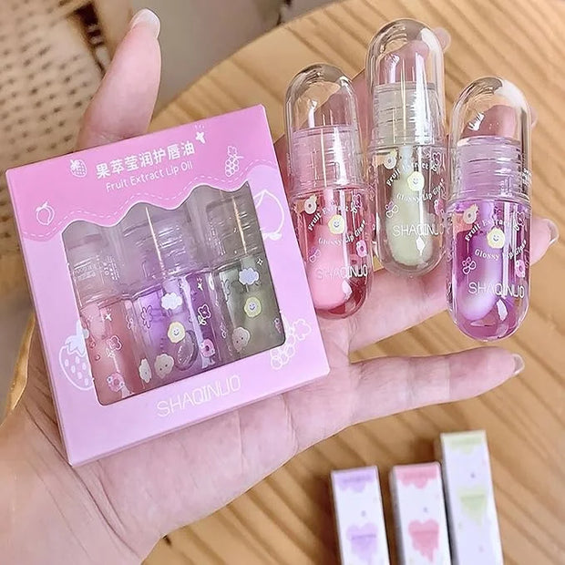 Non-Sticky Tinted Lip Gloss Oil Set,Moisturizing Lip Gloss,4Pcs Plumping Lip Oil,Fruity Lasting Nourishing Shiny Lip Oils ...