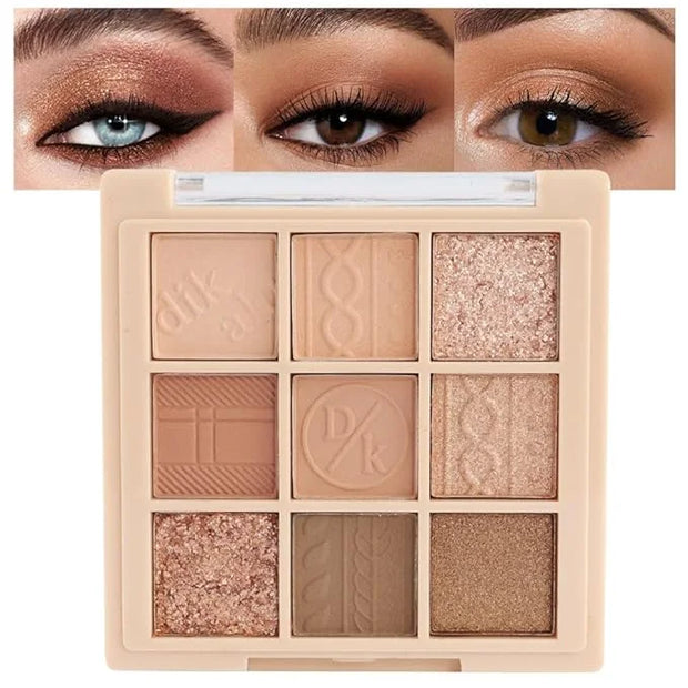 9Colors Neutral Eye Shadow Palette Eyeshadow Kit Nudes,Matte Glitter Natural Neutral Eyeshadow Palettes for Hazel Eyes Hig...