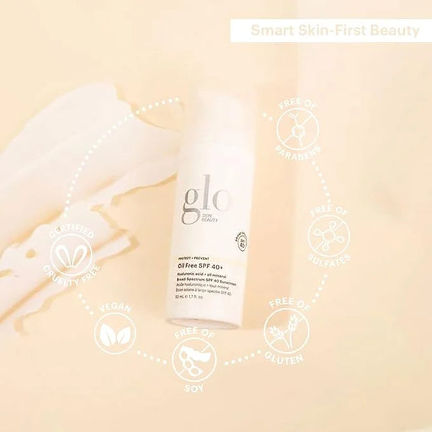 Glo Skin Beauty Oil Free SPF 40+ Hyaluronic Acid Infused All Mineral Sunscreen - Protect Against Sun Damage & Aging Enviro...