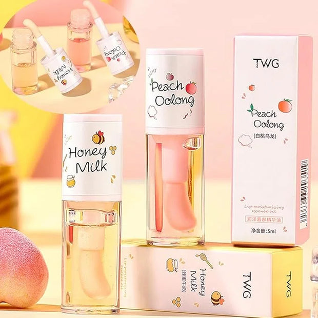 4PCS Hydrating Clear Lip Oil,Jelly Honey Lip Gloss Oil,Korean Big Brush Lip Oil,Long-lasting Moisturizing Nourishing Lip B...