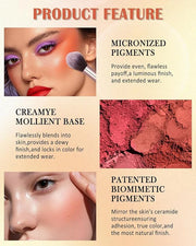 Matte Face Blush Palette with Brush-6 Color High Pigment Silky Mineral Blendable Blusher Contour Powder for Cheeks,Longlas...