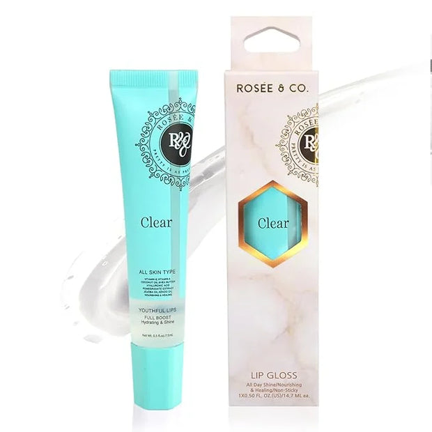ROSÉE & CO Rosee Lip Gloss Vegan & Cruelty Free Treatment, Professional Make up, Long Lasting Glossy with Shea Butter, Moi...