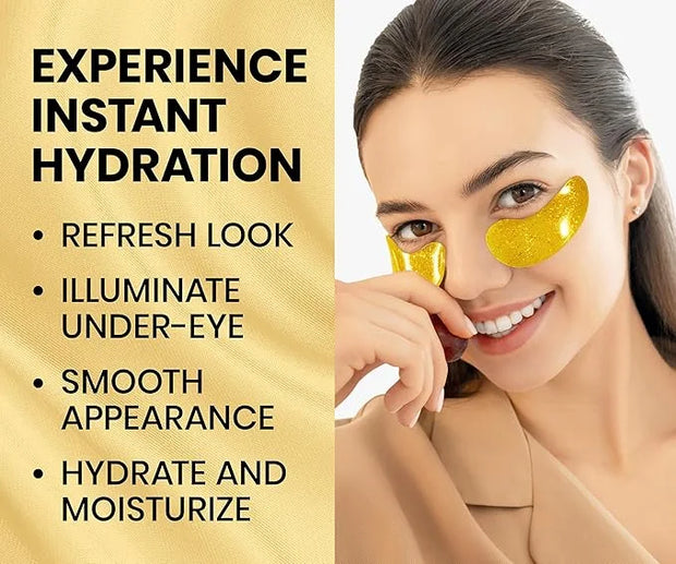 Stylia Under Eye Patches for Dark Circles and Puffy Eyes (30 Pairs) - 24k Gold Under Eye Mask with Vitamin C, Hyaluronic A...