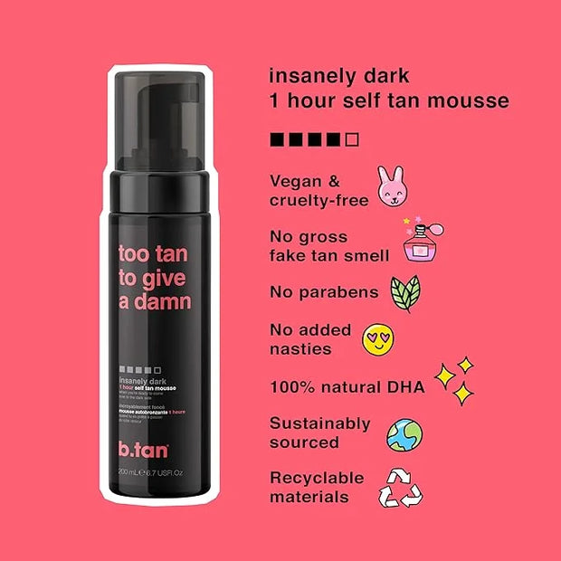 b.tan Ultra Dark Self Tanner Mousse | Too Tan - Best, 1 Hour Express Sunless Tanning Foam, Gold Bronzing Glow, No Fake Tan...