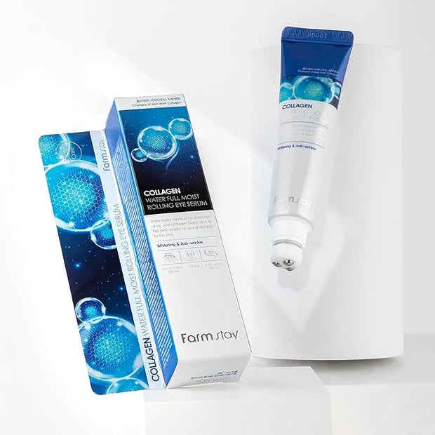 Farmstay Collagen Water Full Moist Rolling Eye Serum - Under Eye Serum Reduces Wrinkles and Fine Lines - Skincare Product ...