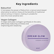 Dream Glow Under Eye Patches | Anti-Aging Eye Treatment Gel Masks With Vegan Collagen & Bakuchiol | Under Eye Masks For Da...