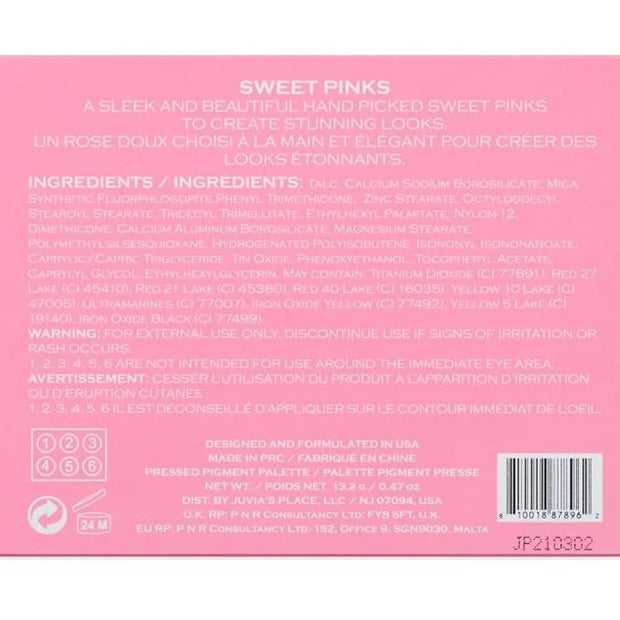 Juvia's Place Palette The Sweet Pinks - Deep Fuchsia, Soft & Sweet Pink, Shades of 6, Pressed Pigments Palette, Profession...