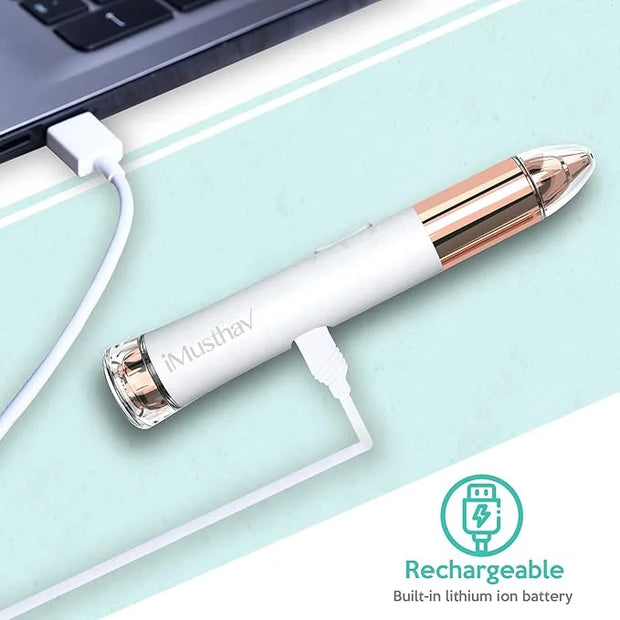 2-in-1 Portable Rechargeable Painless Eyebrow Trimmer & Facial Hair Remover, removes Eyebrow, face, Lips and Body Hair for...