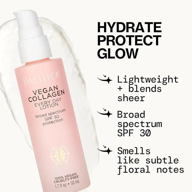 Pacifica Face Moisturizer - Vegan Collagen Face Lotion SPF 30 Broad Spectrum Sunscreen Every Day Face Lotion, UVA/UVB Prot...