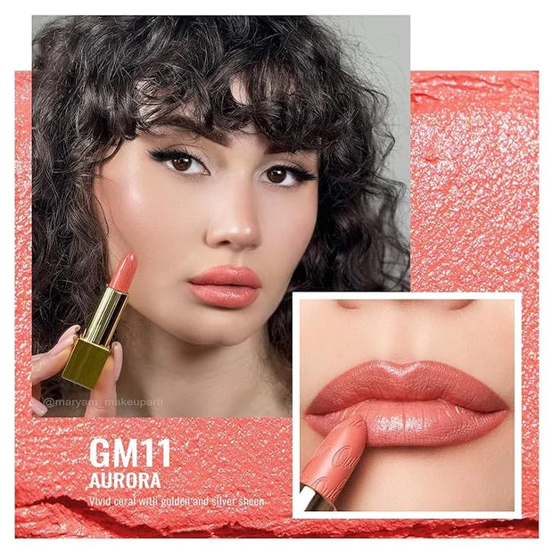 Oulac Metallic Coral Lipstick Set 3PCS High Impact Lipcolor with Moisturizing Formula, Vegan Beauty, Full-Coverage Lip Col...