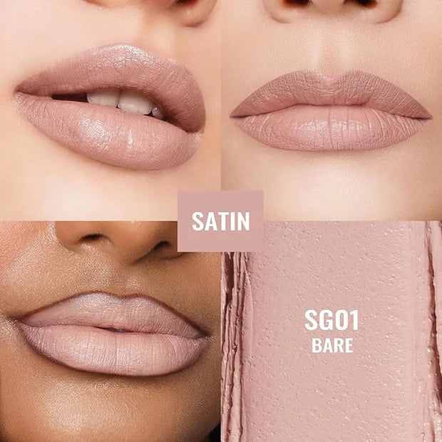 Oulac Beige Nude Satin Lipstick Set - Matte Lip Base, Full Coverage Lip Color, Satin Matte Finish, Cream Texture, Hydratin...