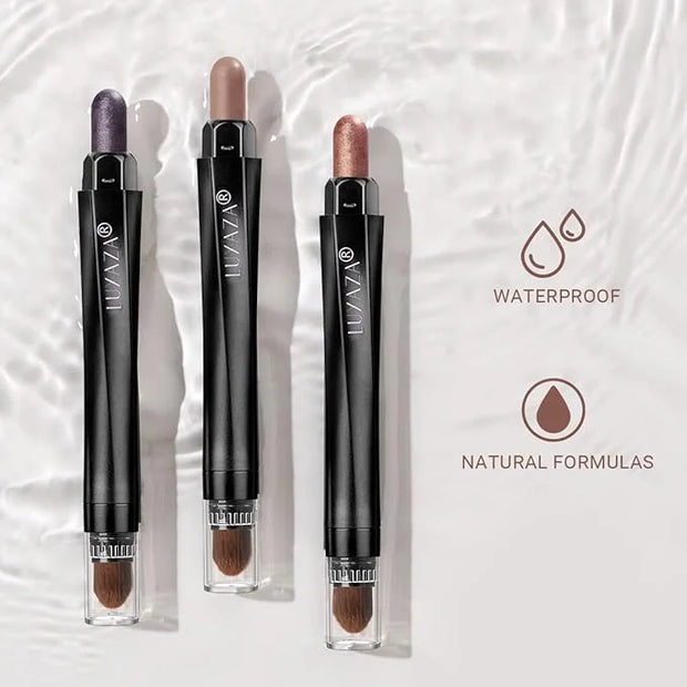 3Pcs Eyeshadow Stick Set, Matte And Shimmer Creamy Eyeshadow Pencil,Eye Brightener Stick,Nude Caramel Grayish Purple Shado...