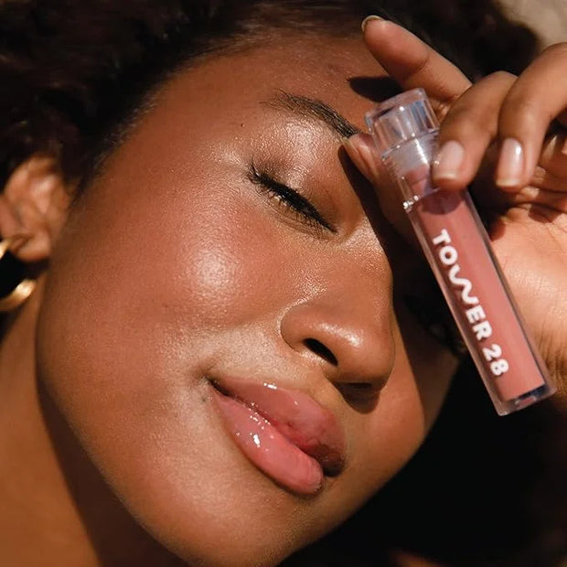 Tower 28 ShineOn Milky Lip Jelly, CASHEW, Non-Sticky, Hydrating Vegan Lip Gloss in Milky Rosy Brown, Apricot and Raspberry...