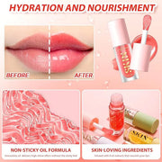 2Pack Big Brush Head Hydrating Lip Glow Oil Plumping Lip Tint, Hydrating Lip Gloss Tinted Lip Balm Transparent Lip Care, L...