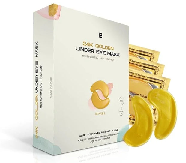 IE - 24K Gold Eye Mask - 16 Pairs for Rejuvenated Eyes - Reduces Dark Circles, Puffiness, Fine Lines, and Wrinkles. - Prod...