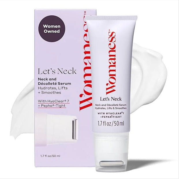 Womaness Let's Neck Firming Serum - Roll On Neck Creams for Tightening and Firming - Daily Crepey Skin Treatment to Smooth...