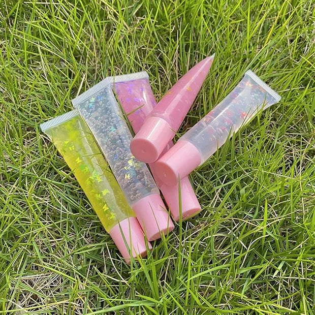 AMORIX 50PCS Lip Gloss Tubes Empty 10ml Pink Cap Lip Gloss Containers Lip Balm Tubes Cute Squeeze Tubes Lipgloss Making Su...