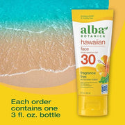 Alba Botanica Sunscreen for Face, Fragrance-Free Hawaiian Face Sunscreen Lotion, Broad Spectrum SPF 30, Water Resistant an...