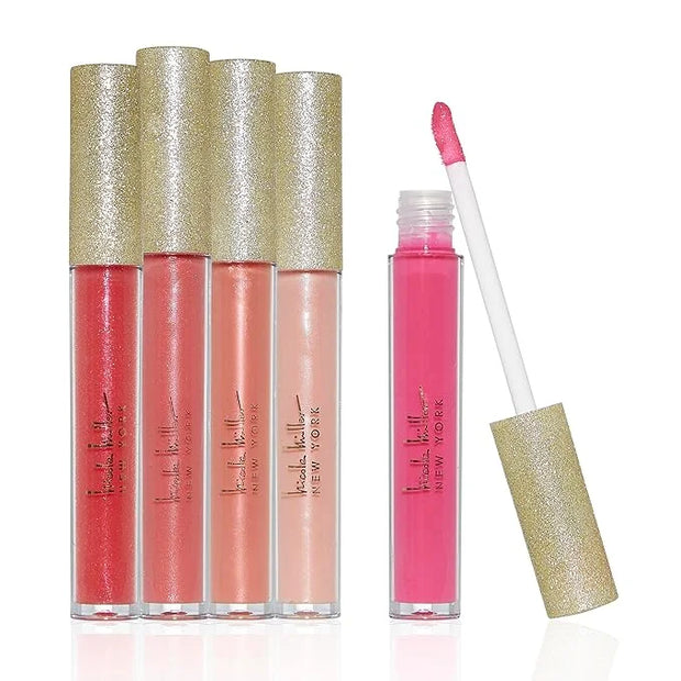 Nicole Miller Lip Gloss Collection Shimmery Glosses for Women and Girls Long Lasting Color Set with Rich Varied Colors, Na...