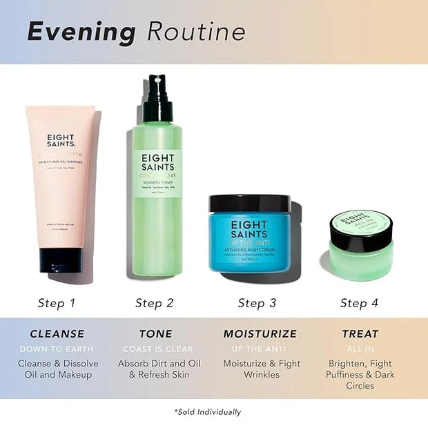 Eight Saints Skin Care Up the Anti Night Cream Face Moisturizer to Reduce Fine Lines and Wrinkles, Natural and Organic Ant...