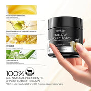 Beef Tallow for Skin: Tallow Honey Balm for Dry Skin - Organic Grass Fed Whipped Beef Tallow Moisturizer for Face Body at ...
