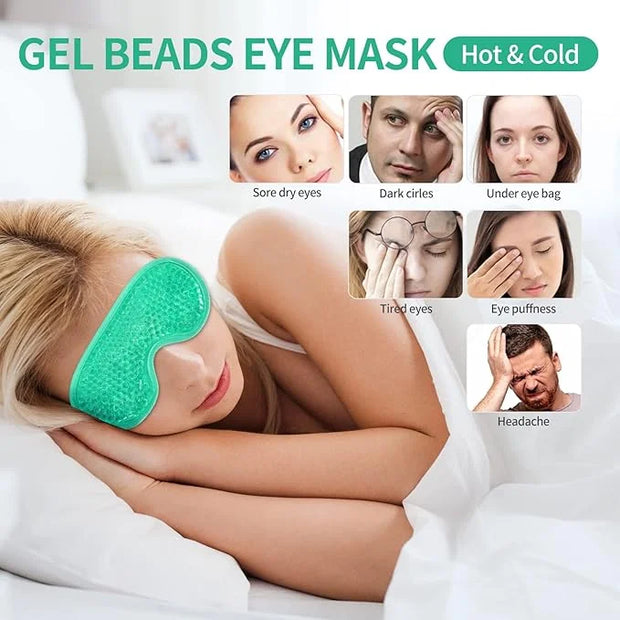 2PCS Gel Eye Mask - Reusable Hot/Cold Therapy Gel Bead Mask for Puffiness, Dark Circles, Headaches, & Stress Relief, Cooli...