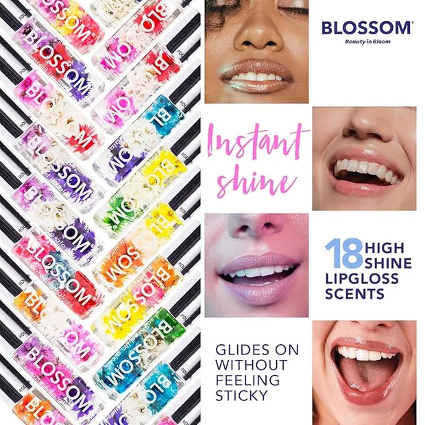 Blossom Scented Roll on Lip Gloss, Infused with Real Flowers, Made in USA, 0.40 fl oz, 2 pack, Cherry/Coconut - Product Image